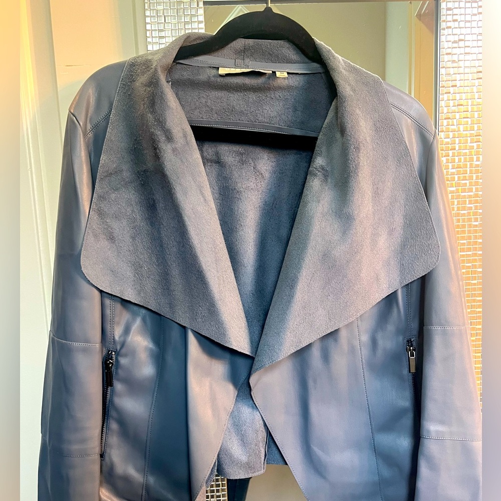 Bagatelle medium blue gray faux leather jacket size M